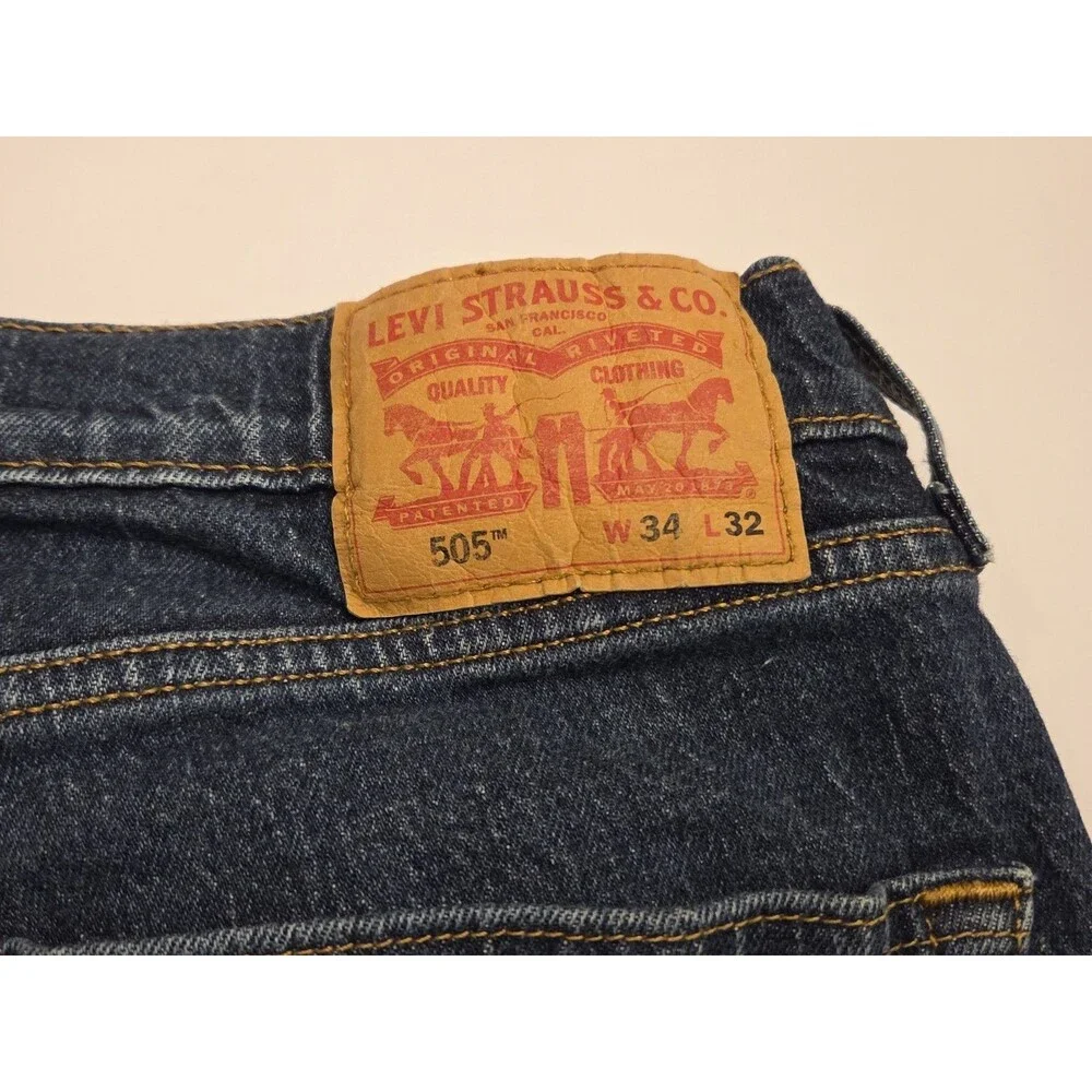 Levi’s 505 Men’s Jeans 34x32 Straight Leg Dark Wash Classic Fit Denim